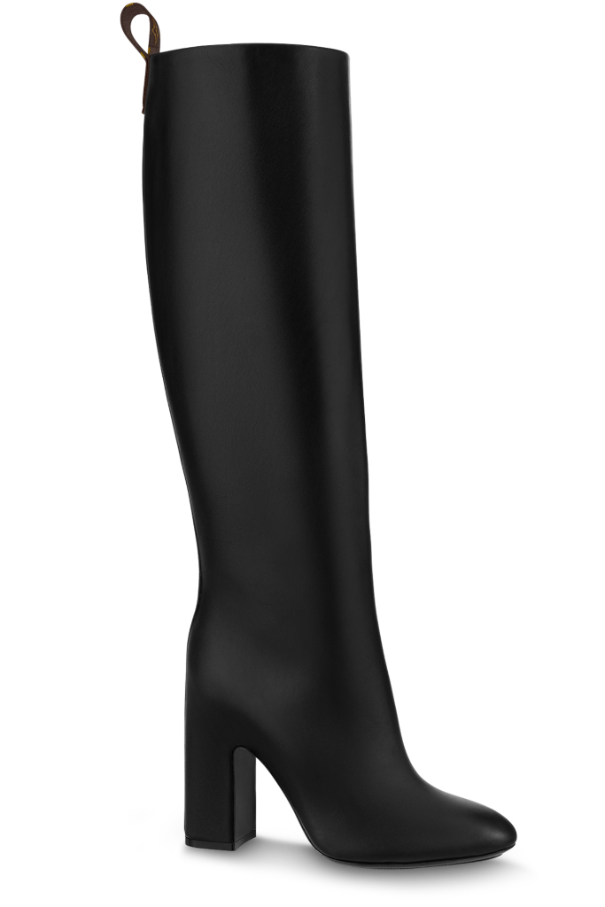 Louis Vuitton, boots, womens boots, heels, high heels, heeled boots, block heels, leather boots, black boots, knee high boots 