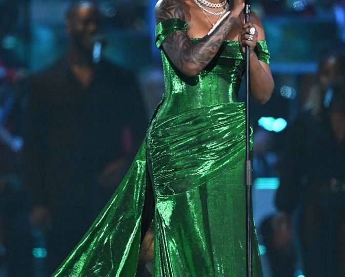Tiwa Savage Performs in Glittery Green Dress & Heels at King Charles III’s Coronation Concert