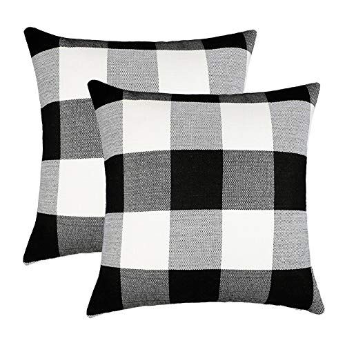 4TH Emotion Plaid Throw Pillow Covers, Set of 2