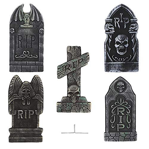 PRETYZOOM Foam Graveyard Tombstones, Set of 5