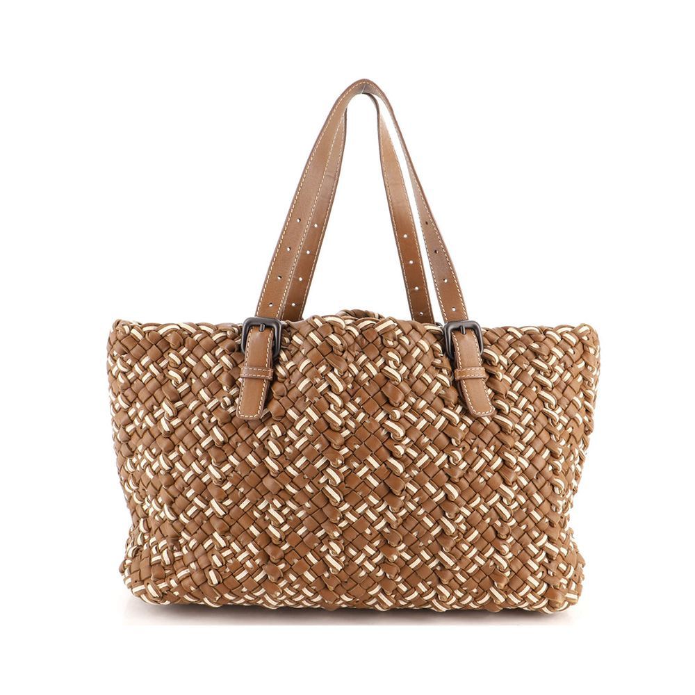 Belted Woven Leather Tote